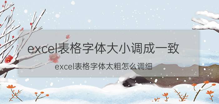 excel表格字体大小调成一致 excel表格字体太粗怎么调细？